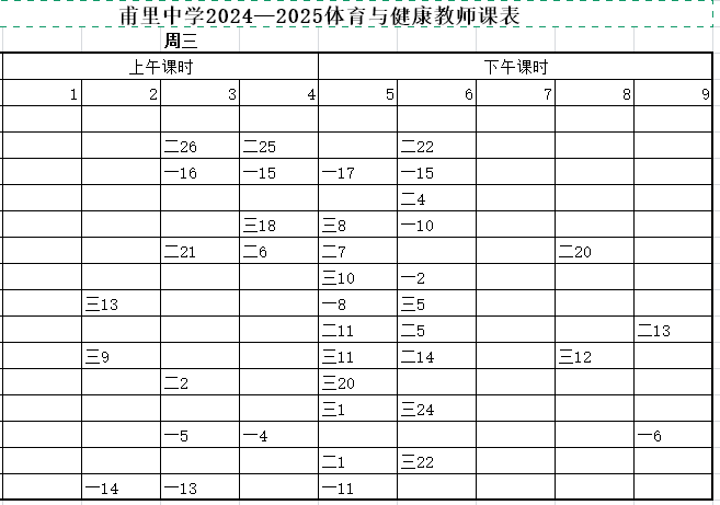 星期三课表