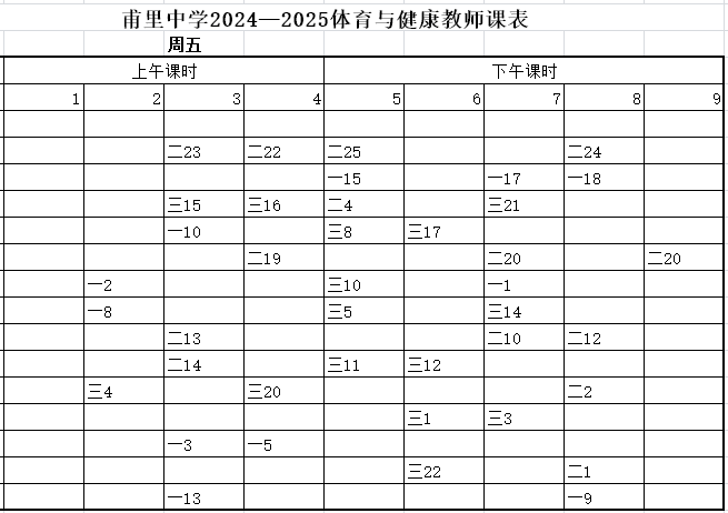 星期五课表